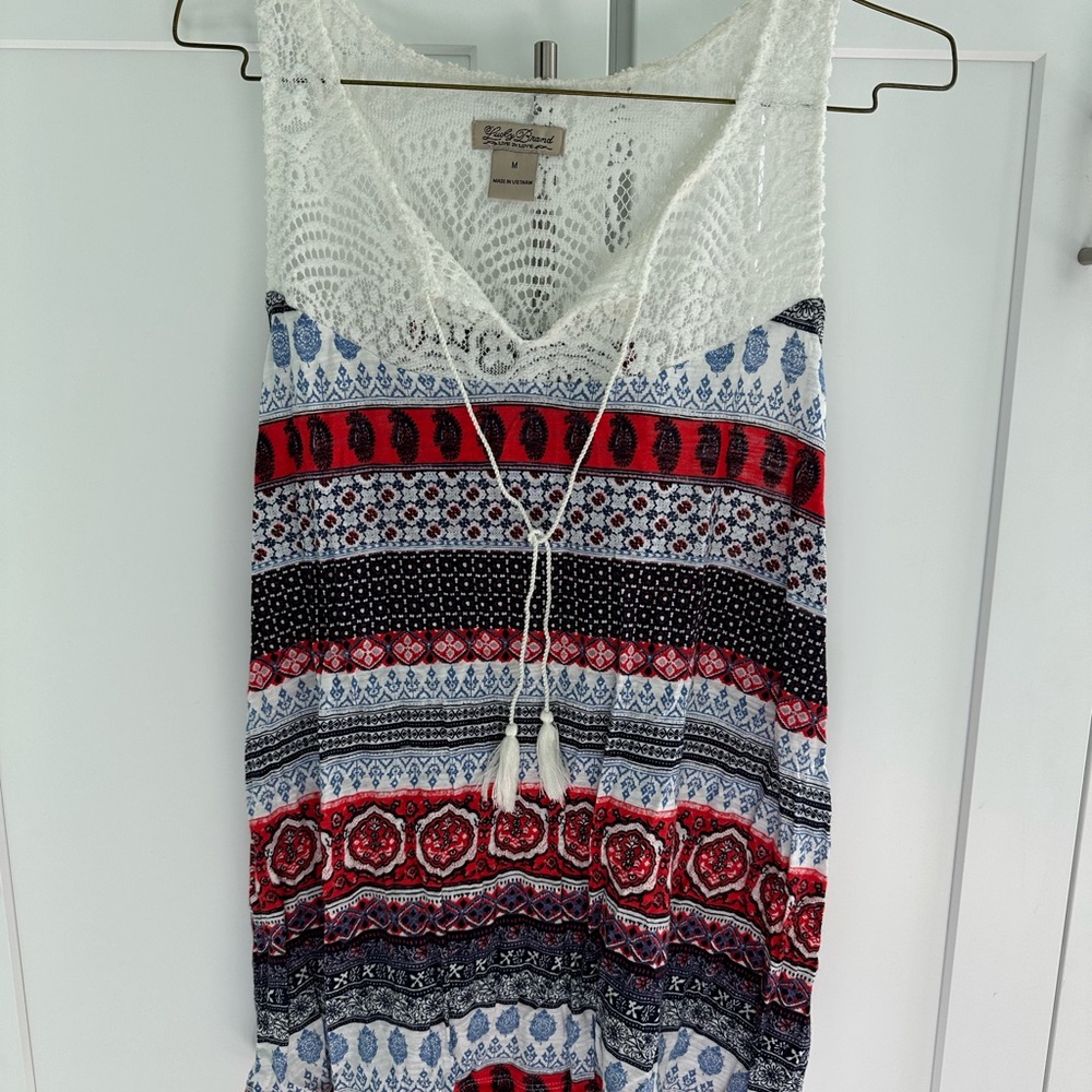 Lucky Brand Boho Sleeveless Top with Lace Detail